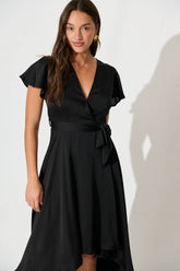 Black Satin Maxi Dress - Loulou Style